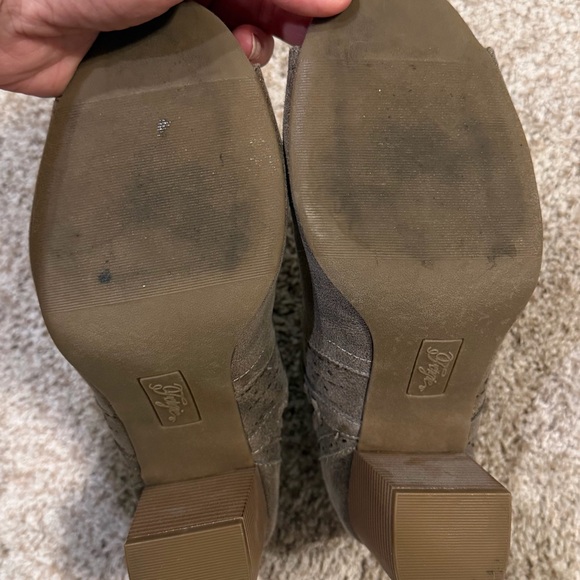 Fergie Women's Taupe Peep-Toe Ankle Boots - Picture 7 of 8